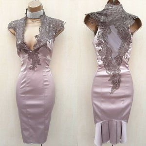 STUNNING Karen Millen Lace & Satin Wiggle Dress